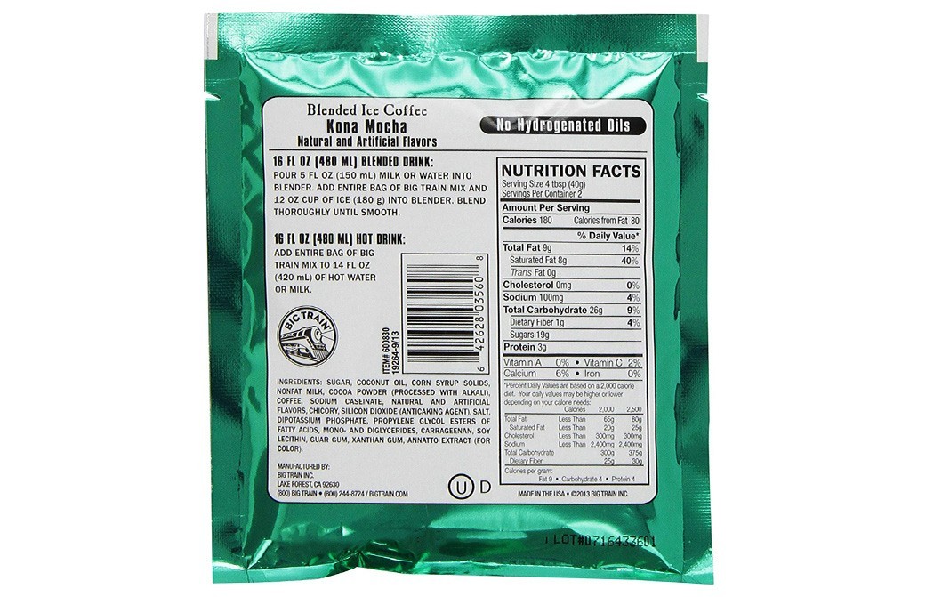 Big Train Blended Ice Coffee Kona Mocha   Pack  80 grams